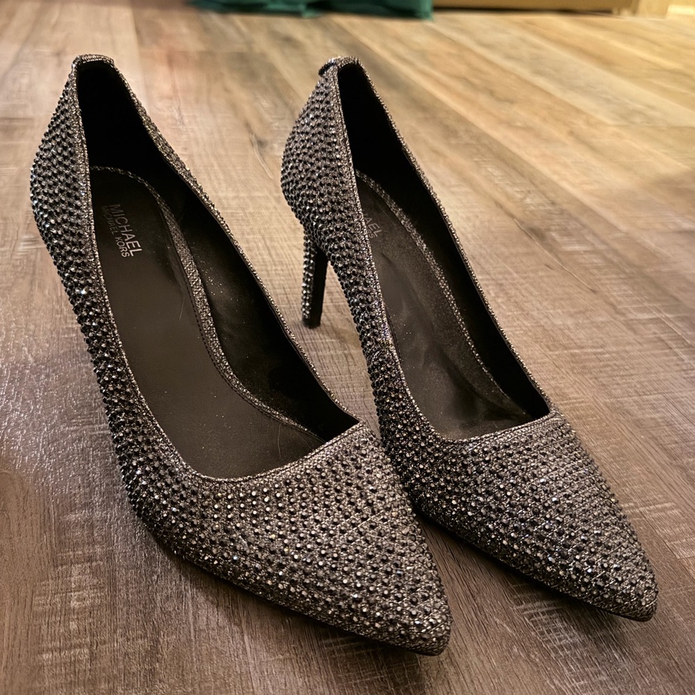 MICHAEL Michael Kors Black Crystal Embellished Heels – Size 9 (Worn Once)